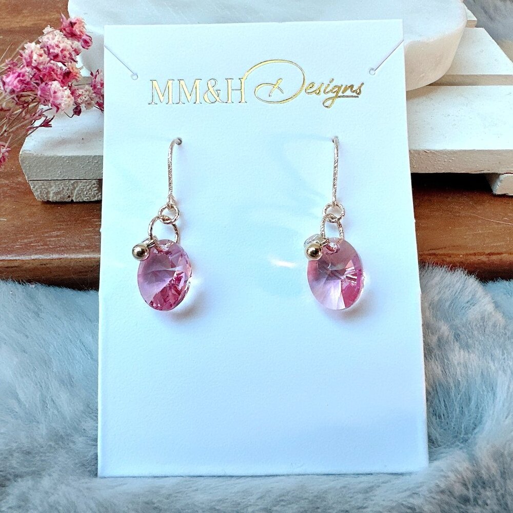 Sparkly Crystal Oval Earrings with Mini Charms | Handmade in BC